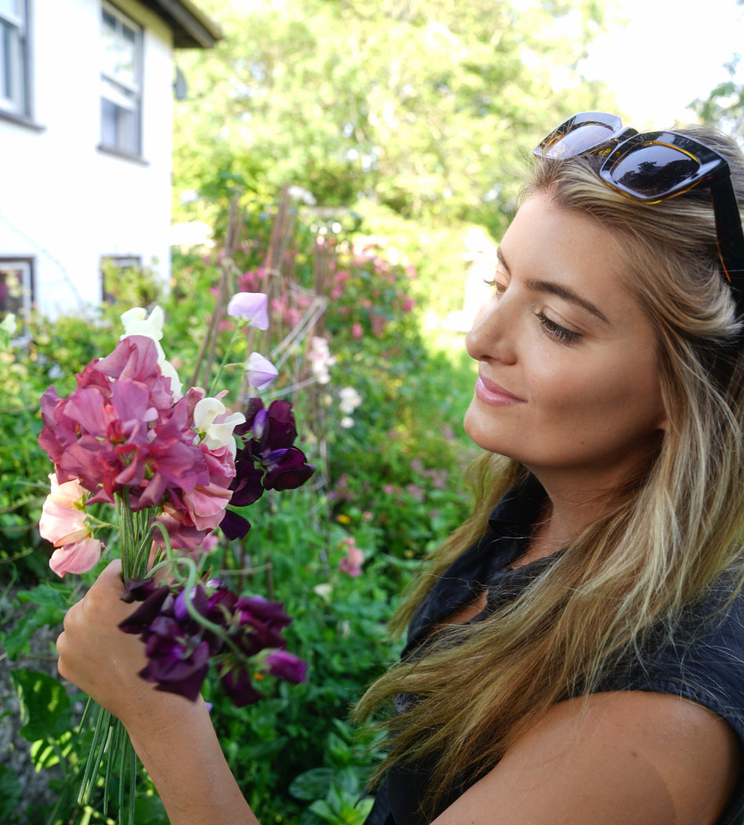 flower farm florist picking sweeties in the garden